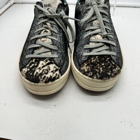 Anthhropologie P448 John Jafar Sneakers 39 US 8.5-9 Glitter Distressed Animal - Picture 4 of 8